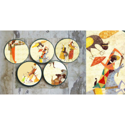 सजावट ❦ Hand painted 'Myths' Wall Plates ❦ 27 { set of 5 }